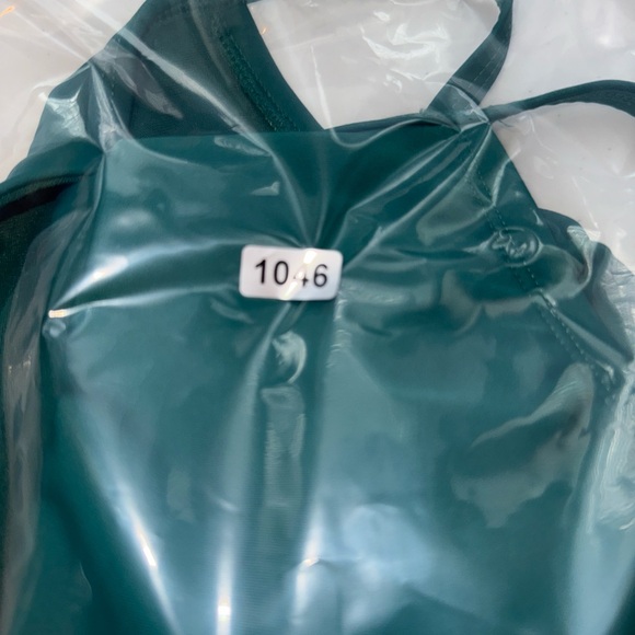 Ellen Tracy Women’s Size 8 Green One-Piece Swimsuit High Neck Keyhole Ruched - Picture 10 of 11